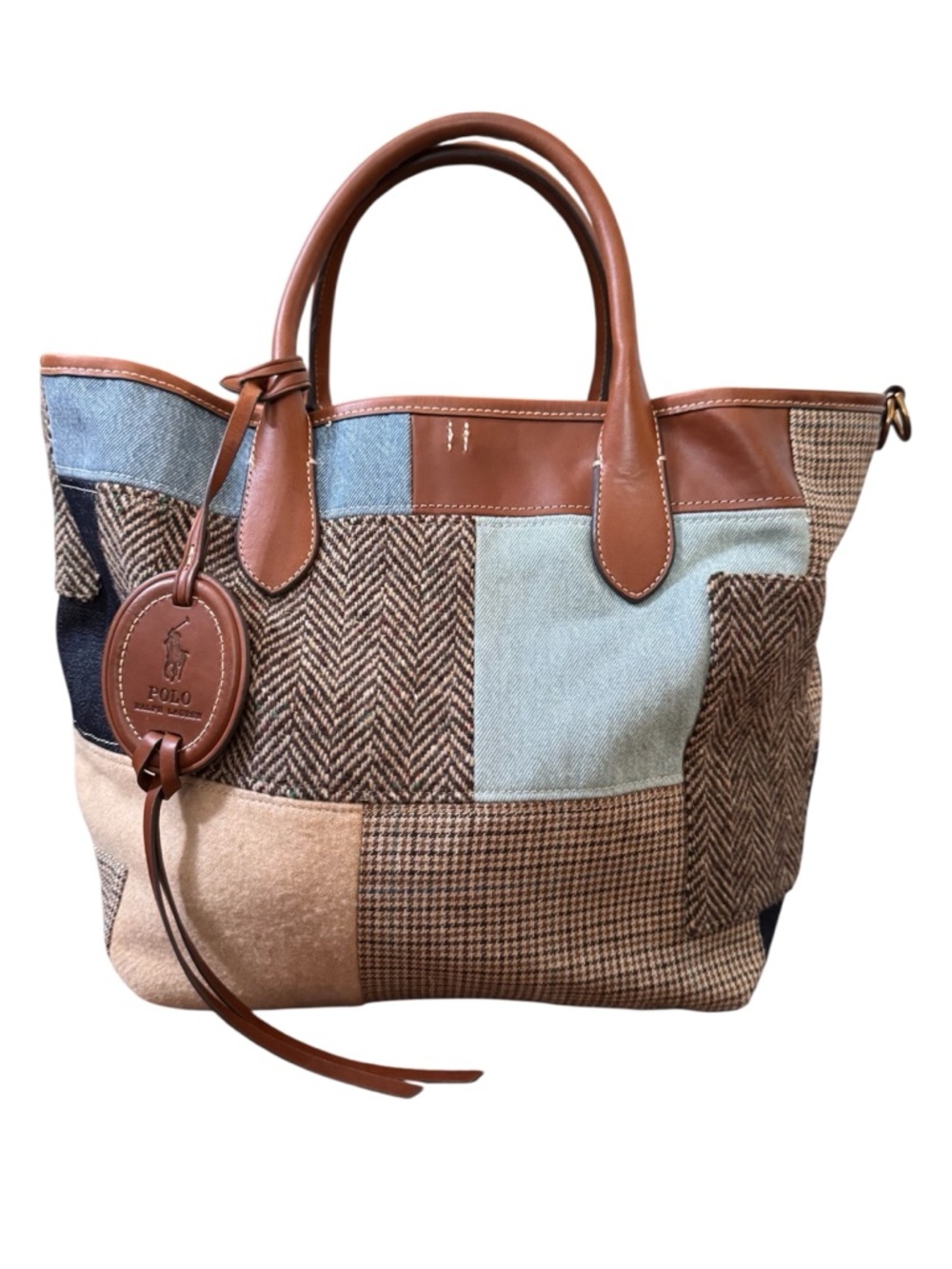 RALPH LAUREN POLO tweed and leather tote, one size, NWOT - Picture 3 of 16